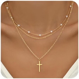 XYTAHDM Cross Necklace for Women, Cross Chain Men's Cross Chain Gold, Stainless Steel Women's Pendant Cross Necklace Jewellery for Women
