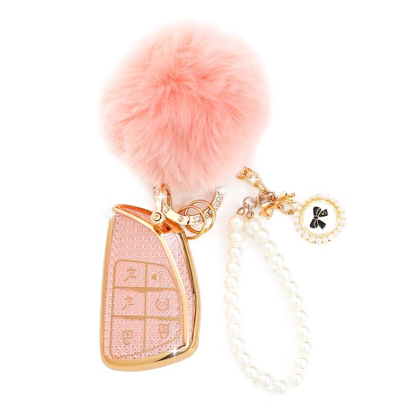YILINXI Compatible with Chevy Key Fob Cover with Pom Pom