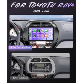 Car Radio Stereo for Toyota RAV4 2001-2006 2+64G, 9" Touch Screen/Android 15/Wireless CarPlay/Android Auto/DSP EQ/GPS Navigation/WiFi/Bluetooth/FM/RDS/SWC/HD Backup Camera