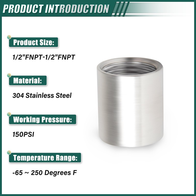 GORAGUCHI 10PCS 304 Stainless Steel Cast Pipe Fitting, 1/2" NPT
