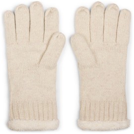 styleBREAKER Warm gloves with rhinestones and fleece, winter knitted gloves, 09010010 - beige