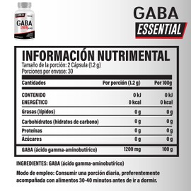 TESTROL. Gaba Essential 1200 mg, un suplemento alimenticio para la mejora natural de tu ciclo sueño recuperacion y gran descanso un bote de 60 Cápsulas 1 unidad