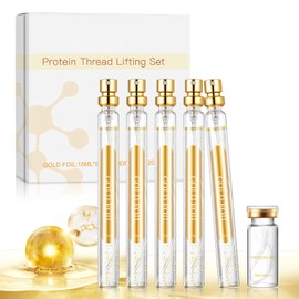Allony Collagen Thread Lifting Set, Collagen Thread for the Face, Collagen Thread with Hyaluron, Collagen Lifting Threads, Collagen Thread Lifting Set, 75 ml Gold Face Serum + 20 Pieces Collagen