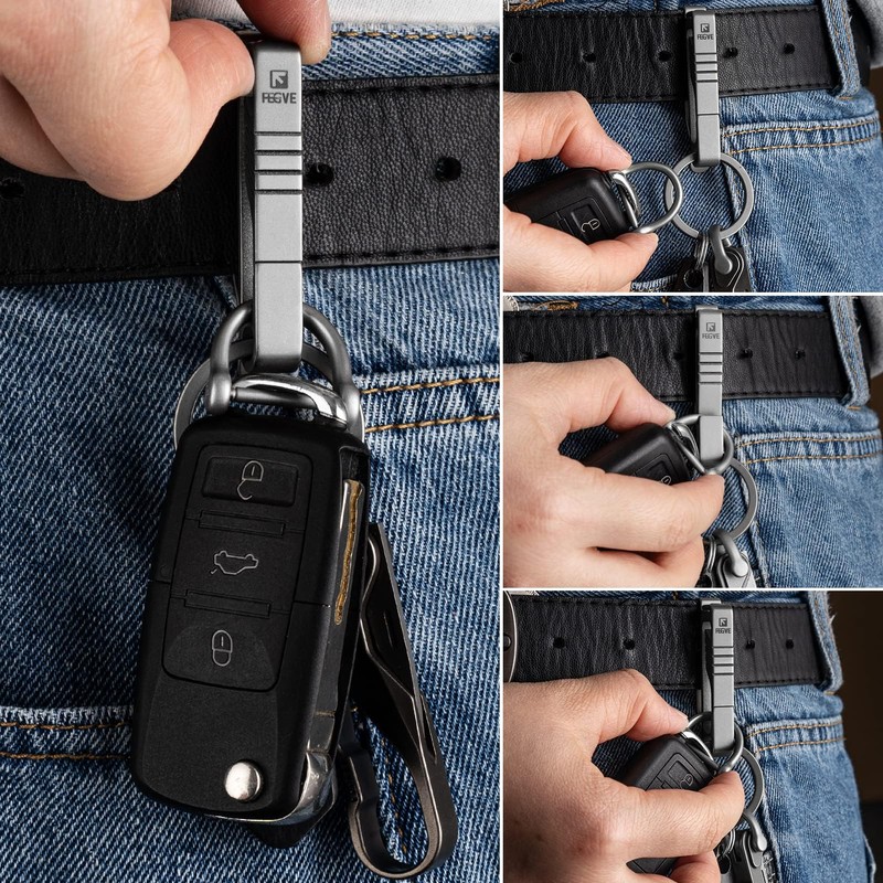 TISUR Titanium Key Holder, Belt Clip, Carabiner, Belt Hook, Stylish,