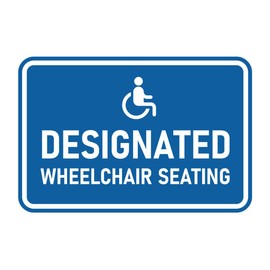 Signs ByLITA Classic Framed Designated Wheelchair Seating Sign (Blue) - Medium