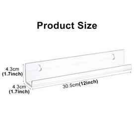 Vinyl Record Shelf Wall Mount, 6-Pack 12inch Clear Acrylic Floating Shelves for Vinyl Record, Vinyl Record Holder Wall Decor for Books, Photos, Modern Room Storage Organization