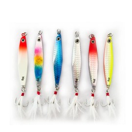 6 Pieces Metal Fishing Lures Wobbler Swimbait Spinner Bait Salmon Trout Bait with Treble Hook for Freshwater Saltwater Fishing
