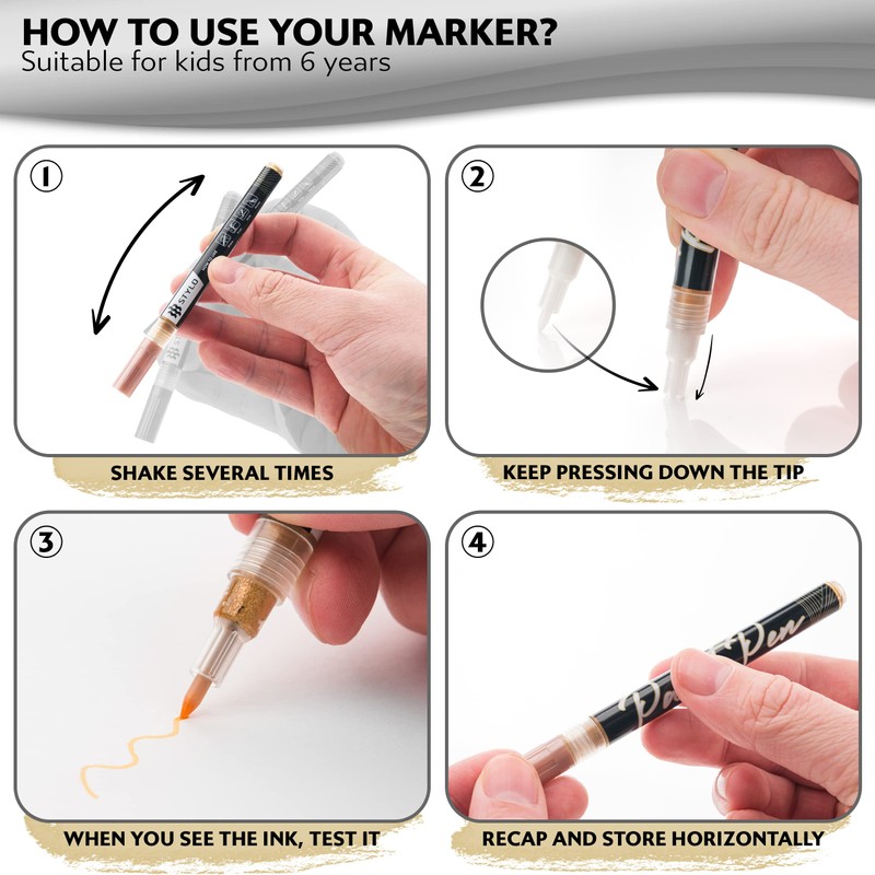 Stylo 4 Stück Metallic Marker Stifte Set – Roségold, permanente