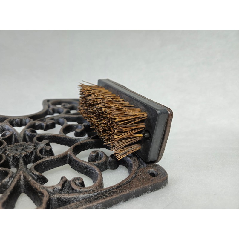 Lulu Decor, Cast Iron Boot Scraper with Brush, Antique Black