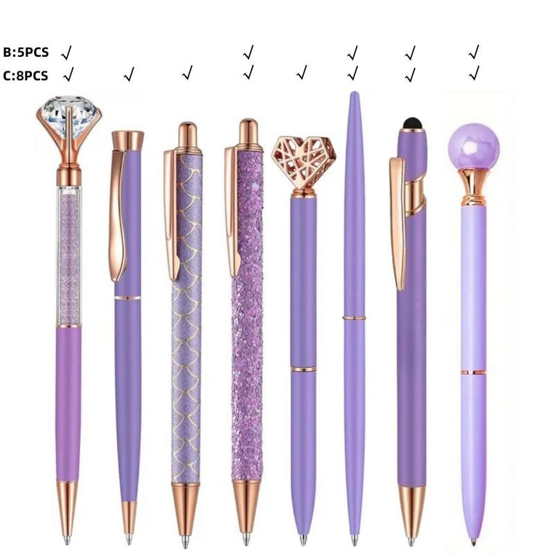 Glitter Ballpoint Pen Set, 1 Set Artificial Diamond Pen, Creative