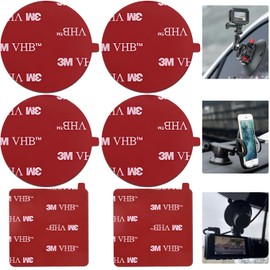 3 M Double Sided Adhesive Pads,Car Mount Sticky Pad Replacement.3 M Sticky Dash Cam Mounting Tape.Heavy Duty Tape Sticker for Dashboard &Daily Use.Waterproof,Heat-resistant.Easy Use,Squares&Round,6PCS