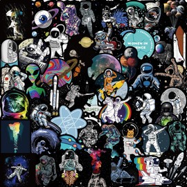 50 Space Stickers, Vinyl Waterproof Aesthetic Scrapbook Sticker Pack, For Laptops, Boys, Girls, Adult Stickers (Astronauts)