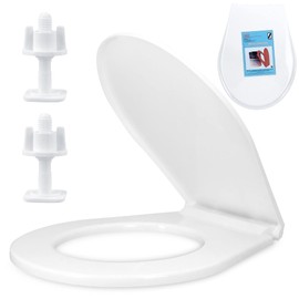 Inter-Sano® Toilet Lid O-Shape Oval White Standard Toilet Seat with Mounting Kit | Toilet Seat Made of Antibacterial PP Material Toilet Lid Fits In Any Bathroom Toilet Seat Toilet Seat
