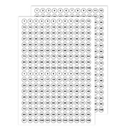 Number Stickers Sequence Numbered Labels 4 Set of (1 to 108) Paper 13 mm Sticky Number Labels for Classroom Office Home Stroage Organizing Packwith®
