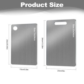 JurciCat Pack of 2 Double-Sided Chopping Boards, Stainless Steel, Titanium Cutting Board, for Meat, Bread, Vegetables & Fruits