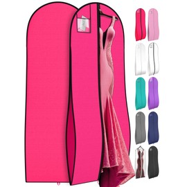 YOUR BAGS GARMENTUM Dress Bag for Gowns & Formal Dresses - 72" Extra Long Garment Bag for Hanging Clothes & Travel Women - Large Wedding Dress Garment Bags - 10" Gusset (Fuchsia)