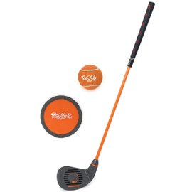 GOLFGEN | PGA Tour Tee-Up 3-Piece Set, Medium, Orange, Right Handed, Use for Indoor/Outdoor Practice, Junior Golf Training Set, Training Clubs