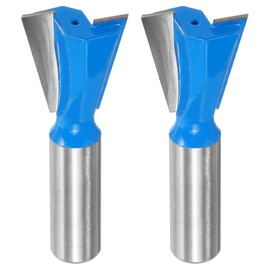 sourcing map 2pcs Dovetail Router Bit 1" Diameter 1/2" Shank Tungsten Carbide 14 Degree Dovetail Joint Drill Bit for Box Drawer Cabinet Joints Fine Woodworking