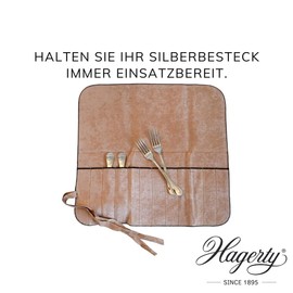 Hagerty Silver Guard Cutlery Roll Cutlery Bag for Silver & Silver-Plated 41.5 x 40 cm I Silver Cutlery Storage with Tarnish Protection I Cutlery Holder for Fruit & Fish Forks with 12 Compartments