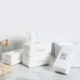 Disposable Pull-Out Cotton Face Towel for Makeup Remover & Cleansing, Salon Recommended Free Size/White 10ea