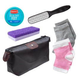 Dry Cracked Heel Repair Intensive Treatment Foot Spa Kit with Skin Moisturizing Feet Cream with 2 Pair Silicone Moistu