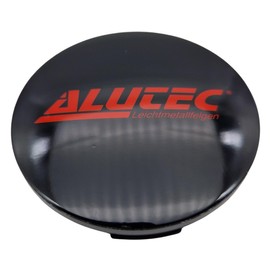1 x Alutec Hub Cap 64 mm Glossy Black (N32) Logo Red – Original Wheel Centre Cap/Hub Cap