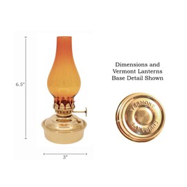 Vermont Lanterns Brass Mini Small Oil Lamp 6.5" (Brass with Amber Glass)