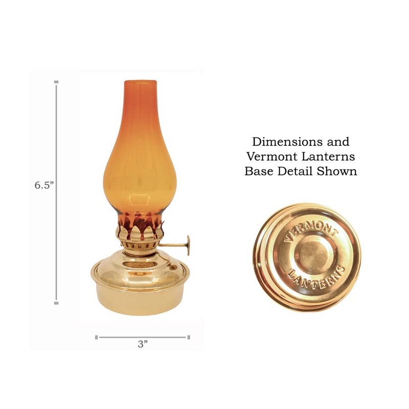 Vermont Lanterns Brass Mini Small Oil Lamp 6.5" (Brass with