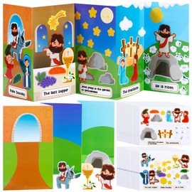 Sinload 24 Sets Holy Week Sticker Scene Kits Easter He Lives Sticker Scenes Easter Resurrection Scene Sticker Easter Stickers Crafts Christian Easter Jesus Stickers for DIY Resurrection Scene Party