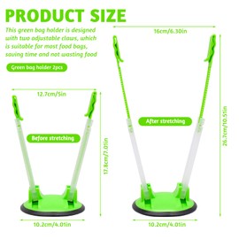2 Pcs Freezer Bag Holder Stand Adjustable Freezer Bag Stand Plastic Reusable Food Bag Holder Baggy Rack Holder for Food Prep Bag (Green)
