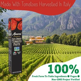 Amore Vegan Sun Dried Tomato Paste In A Tube - Non GMO Certified and Made In Italy 2.8 Ounce (Pack of 12)