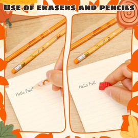 JULMELON 72PCS Fall Party Favors Set, 36PCS Autumn Pencils with 36PCS Pumpkin Maple Leaf Erasers, Pencils for Thanksgiving Holiday Party Reward Supplies