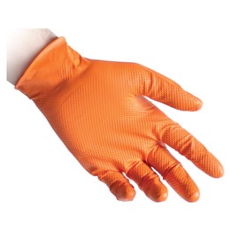 Reflexx N85/L FULL GRIP Nitrile Gloves, Large, Orange, Pack of 50