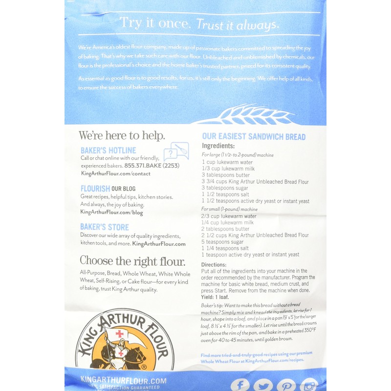 King Arthur Flour - Unbleached Bread Flour, 5 Pound (Pack