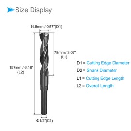 CoCud 9341 Shrink Shank Drill Bit Blade 0.6 inch (14.5 mm) 0.5 inch (12.7 mm) Shank Nitride Coating High Speed Steel 9341 Twist Drill Bit for Stainless Steel Metal Wood
