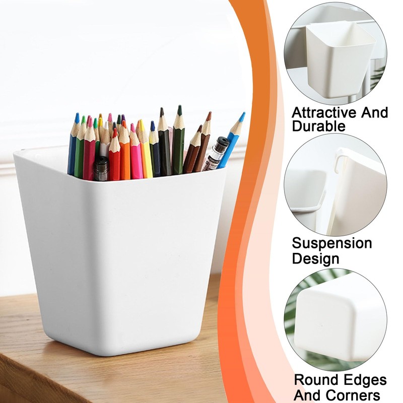 Rierousy 6 Pieces Pegboard Cups with Hooks, Square Storage Container