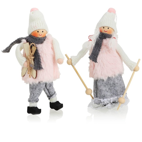 com-four® 2 x Premium Christmas Figurine, Hanging Christmas Decoration, Cute