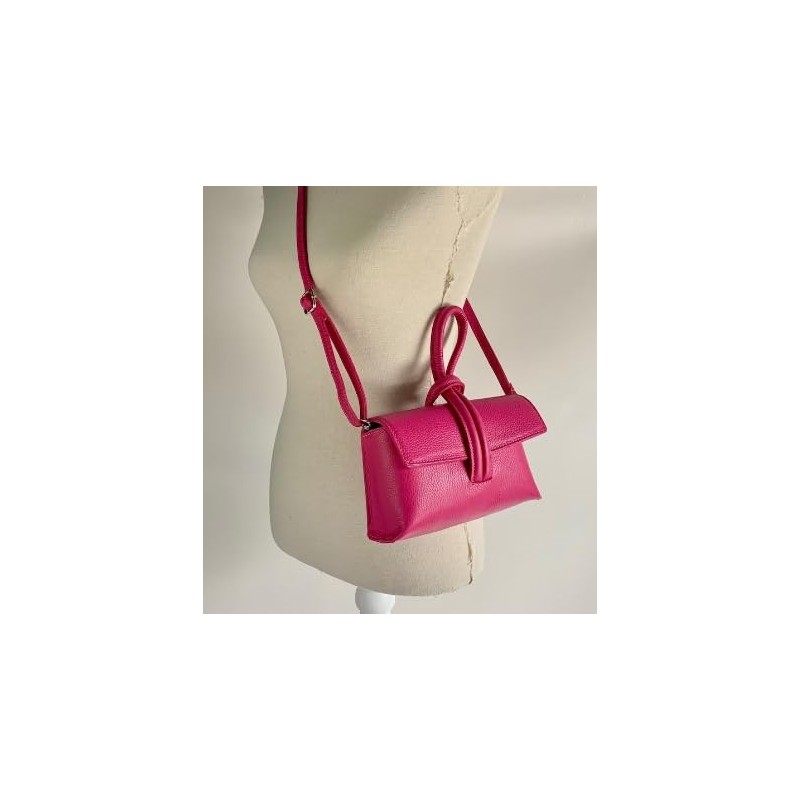 LeahWard Women's Leather Clutch Bag With Loop Handle (Fuchsia)