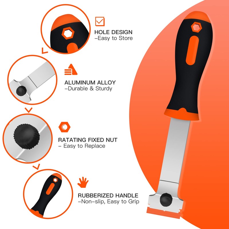 DEKEones Razor Blade Scraper, Long Handled Scraper Tool with 10