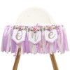 Baby Girl 1st birthday highchair banner -Purple Floral Garland, Purple