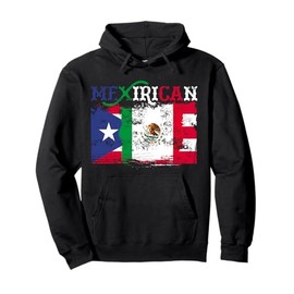 Mexirican Hoodie, Puerto Rico Flag Hoodie, Cinco de Mayo Pullover Hoodie
