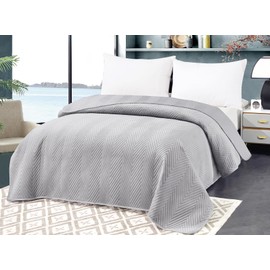FEBE Bedspread Bed Throw Grey 170 x 210 cm Throw Blanket Velvet Fluffy Microfibre Sofa Throw Room Decorative Throw Blanket