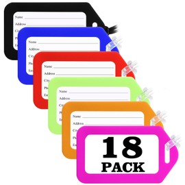Luggage Tags for Suitcases (Multi Color, 18 PK), Luggage Tag, Bag Tag for Baggage, Suitcase Tags Bulk