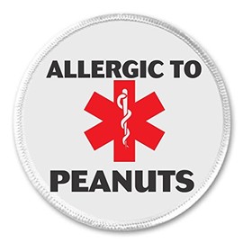 Allergic to PEANUTS 3" Sew On Patch Medical Alert Symbol Allergy Health