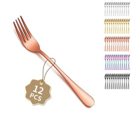 Berglander Rose Gold Table Forks of 12 Pieces 18 cm, Dinner Forks Stainless Steel Modern Dinner Fork Set, Forks and Spoons Cutlery, Ideal for Home, Restaurant, Hotel, Dishwasher Safe