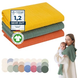 furora BABY Muslin Cloths Baby 80 x 80 cm XL Large (Super Soft Muslin, Organic Cotton, Oeko-Tex 100 + GOTS: Free from Harmful Substances, Muslin Cloths, Baby Burp Cloths, Muslin Nappies, Girls, Boys