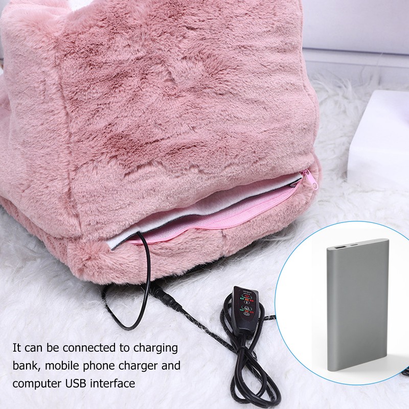 Electric Heated Foot Warmer Pink 5V USB Rechargeable Thickened Foot