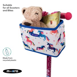 Micro Scooters | Folding Eco Flower Basket | Bike/Scooter Accessories For Kids | Large Front Basket | Waterproof | Unicorn