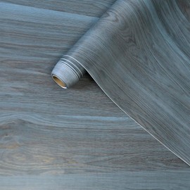 24"x197" Blue Wood Grain Contact Paper for Cabinets Wood Vinyl Wrap Peacock Blue Wallpaper Stick and Peel Countertops Kitchen Cabinet Wallpaper Waterproof Counter Top Covers with Air Guide Slot Design