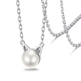 Silvora Pearl Pendant Necklace Teardrop Freshwater Cultured Pearl Necklace with Pendant 925 Silver Pearl Women's Necklace Pendant 45 cm Chain Length in Silver, 18 K Gold-Plated, Rose Gold, Lead, Pearl